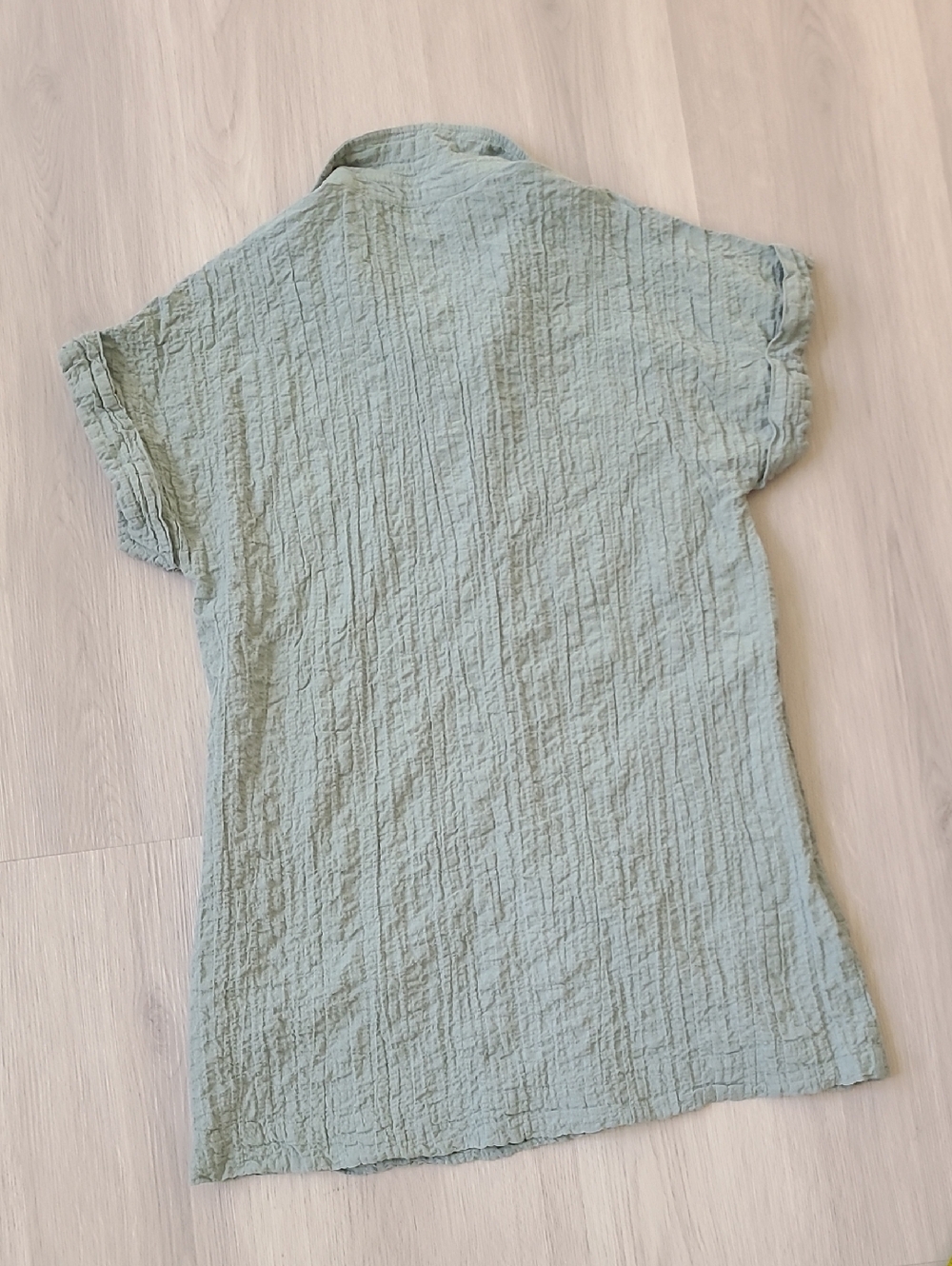 Abercrombie Textured Button-Through Shirt Dress Medium Green Gauze Cotton Summer - Picture 8 of 8